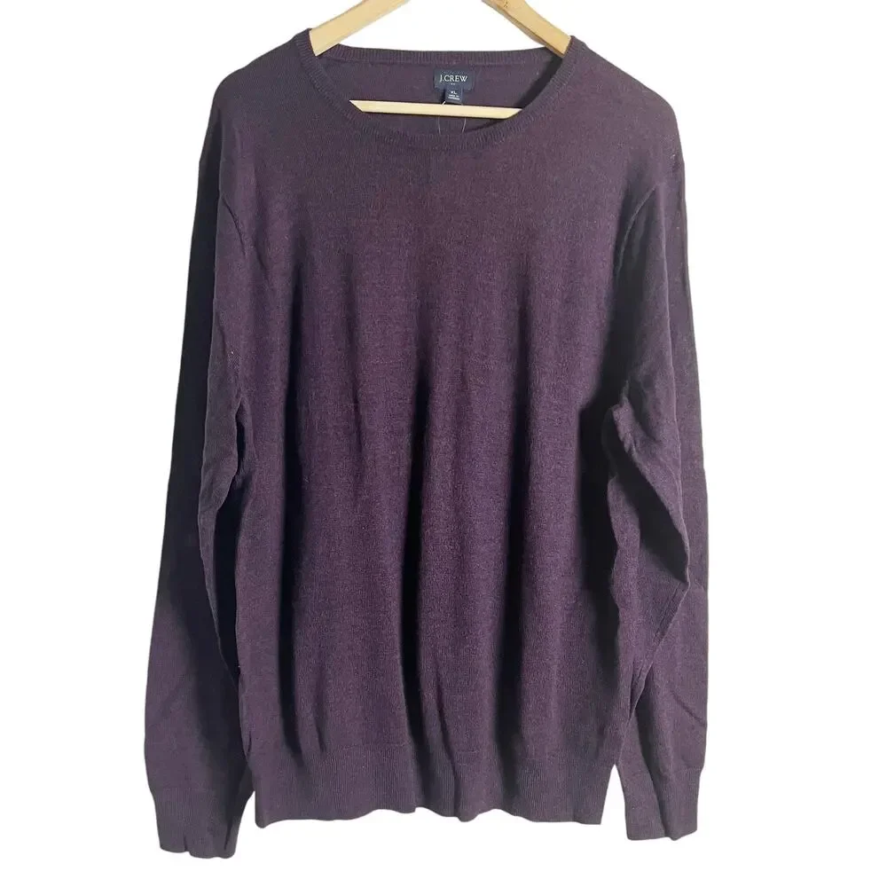 J.Crew Men’s Merino Wool Blend Purple Crewneck Long Sleeve Sweater Size XL